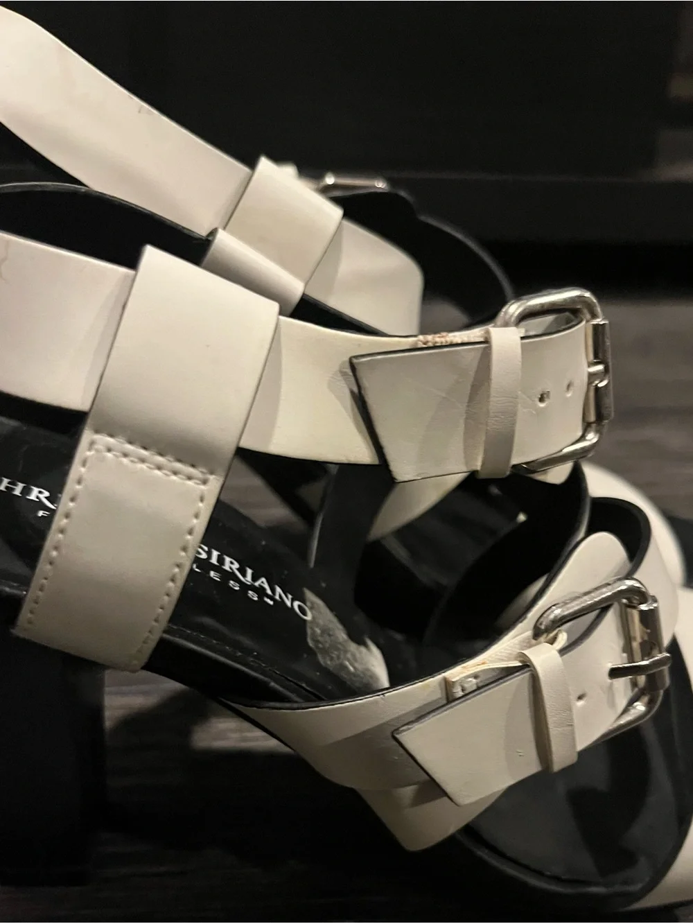 CHRISTIAN SIRIANO White DESIGNER Multi-Strap Heeled Sandals, Sz 8.5 ORIG $99+!